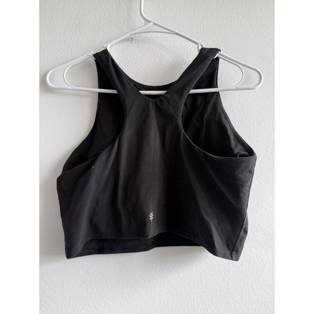 Athleta Conscious Crop Top Black High Neck Racerback Sports Bra Tank 465644 M